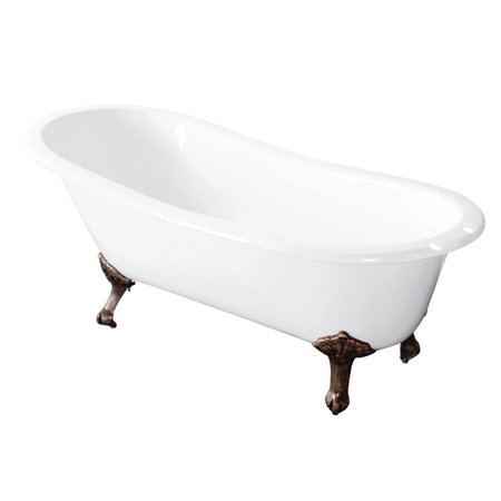 AQUA EDEN Clawfoot Bathtubs, 56.88 L, 30.5 W, White/Naples Bronze, Cast Iron VCT7D5731B6